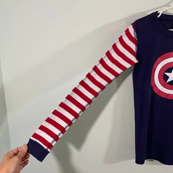 Hanna Andersson Captain America Shield Pajamas Top Size 12 - Picture 4 of 7